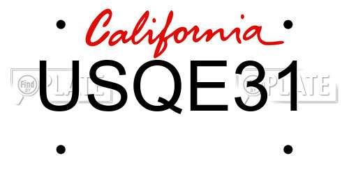 USQE31 California License Plate