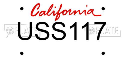 USS117 California License Plate