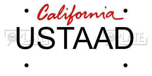 USTAAD California License Plate