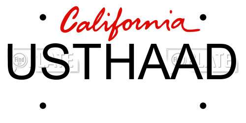 USTHAAD California License Plate