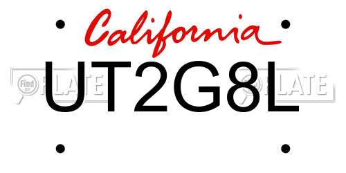 UT2G8L California License Plate