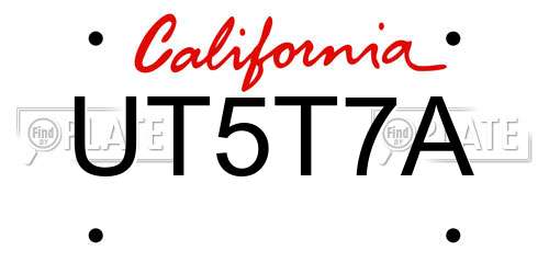 UT5T7A California License Plate