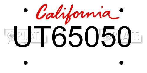 UT65050 California License Plate