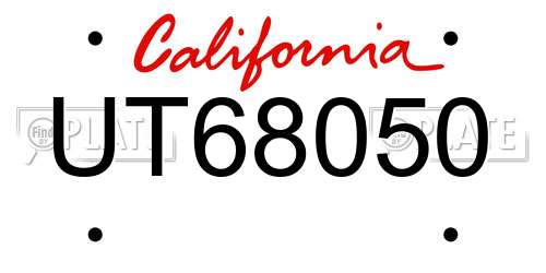 UT68050 California License Plate