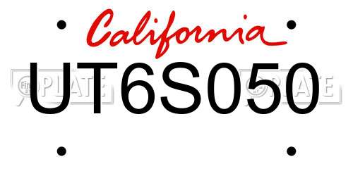 UT6S050 California License Plate