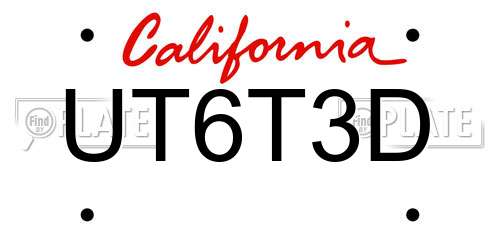 UT6T3D California License Plate