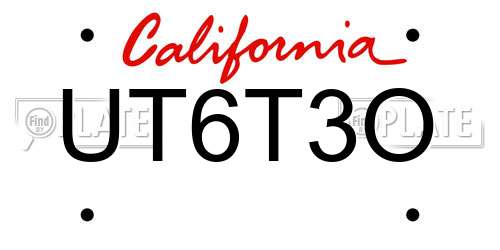 UT6T3O California License Plate