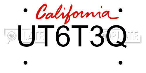 UT6T3Q California License Plate