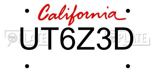 UT6Z3D California License Plate