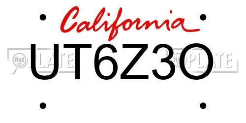 UT6Z3O California License Plate