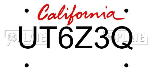 UT6Z3Q California License Plate