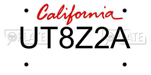 UT8Z2A California License Plate