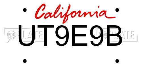 UT9E9B California License Plate