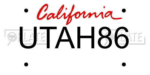 UTAH86 California License Plate