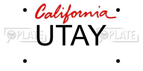 UTAY California License Plate