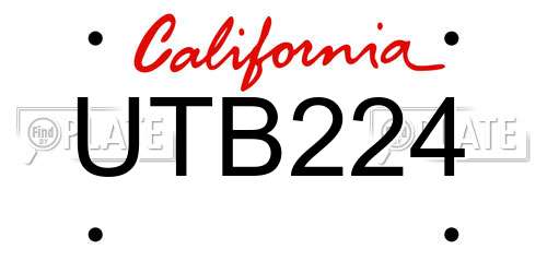 UTB224 California License Plate