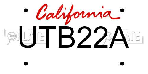 UTB22A California License Plate