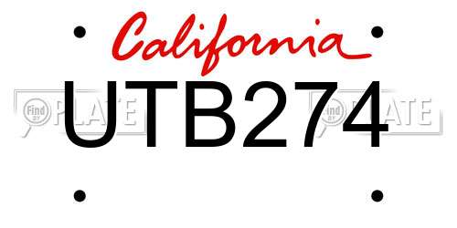 UTB274 California License Plate