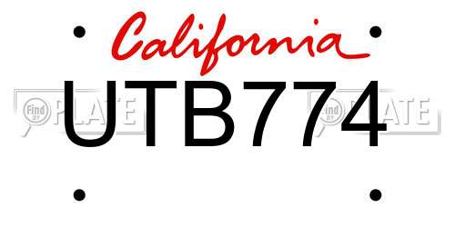 UTB774 California License Plate