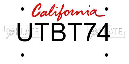 UTBT74 California License Plate