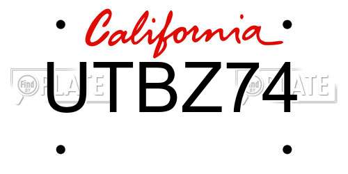 UTBZ74 California License Plate