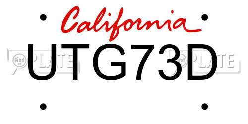 UTG73D California License Plate