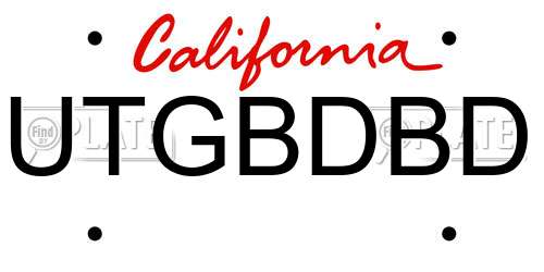 UTGBDBD California License Plate