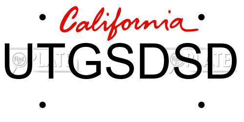 UTGSDSD California License Plate