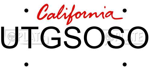 UTGSOSO California License Plate
