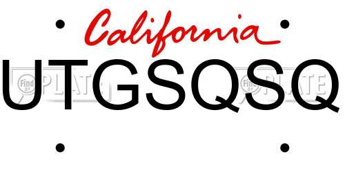 UTGSQSQ California License Plate
