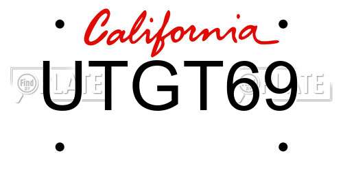 UTGT69 California License Plate