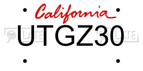 UTGZ30 California License Plate