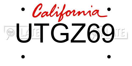UTGZ69 California License Plate