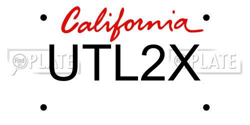 UTL2X California License Plate