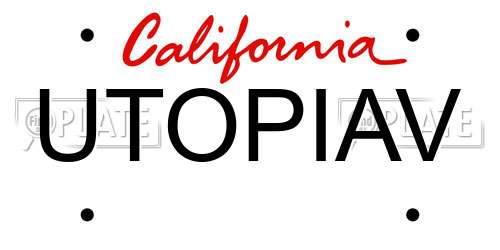 UTOPIAV California License Plate