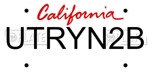 UTRYN2B California License Plate