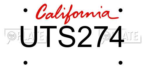 UTS274 California License Plate