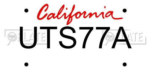 UTS77A California License Plate