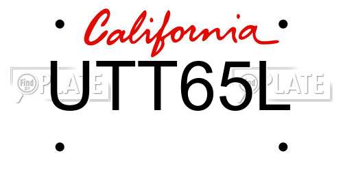 UTT65L California License Plate