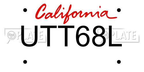 UTT68L California License Plate