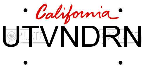 UTVNDRN California License Plate