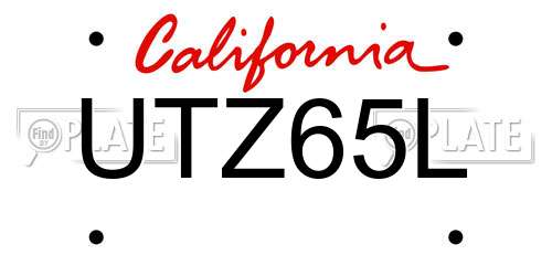 UTZ65L California License Plate
