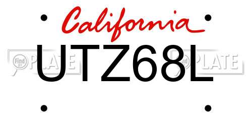 UTZ68L California License Plate