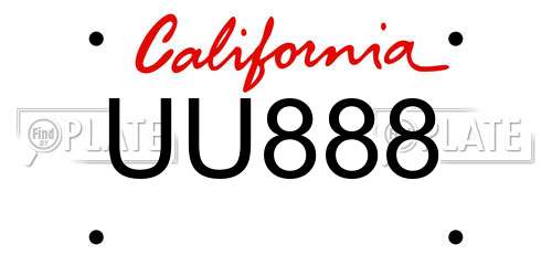 UU888 California License Plate