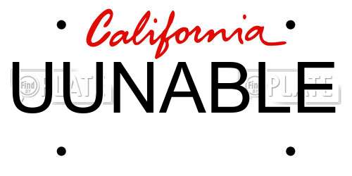 UUNABLE California License Plate