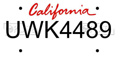 UWK4489 California License Plate