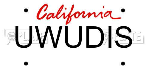UWUDIS California License Plate