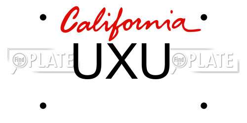 UXU California License Plate