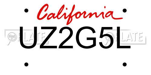 UZ2G5L California License Plate