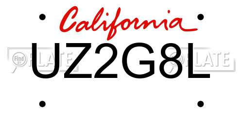 UZ2G8L California License Plate
